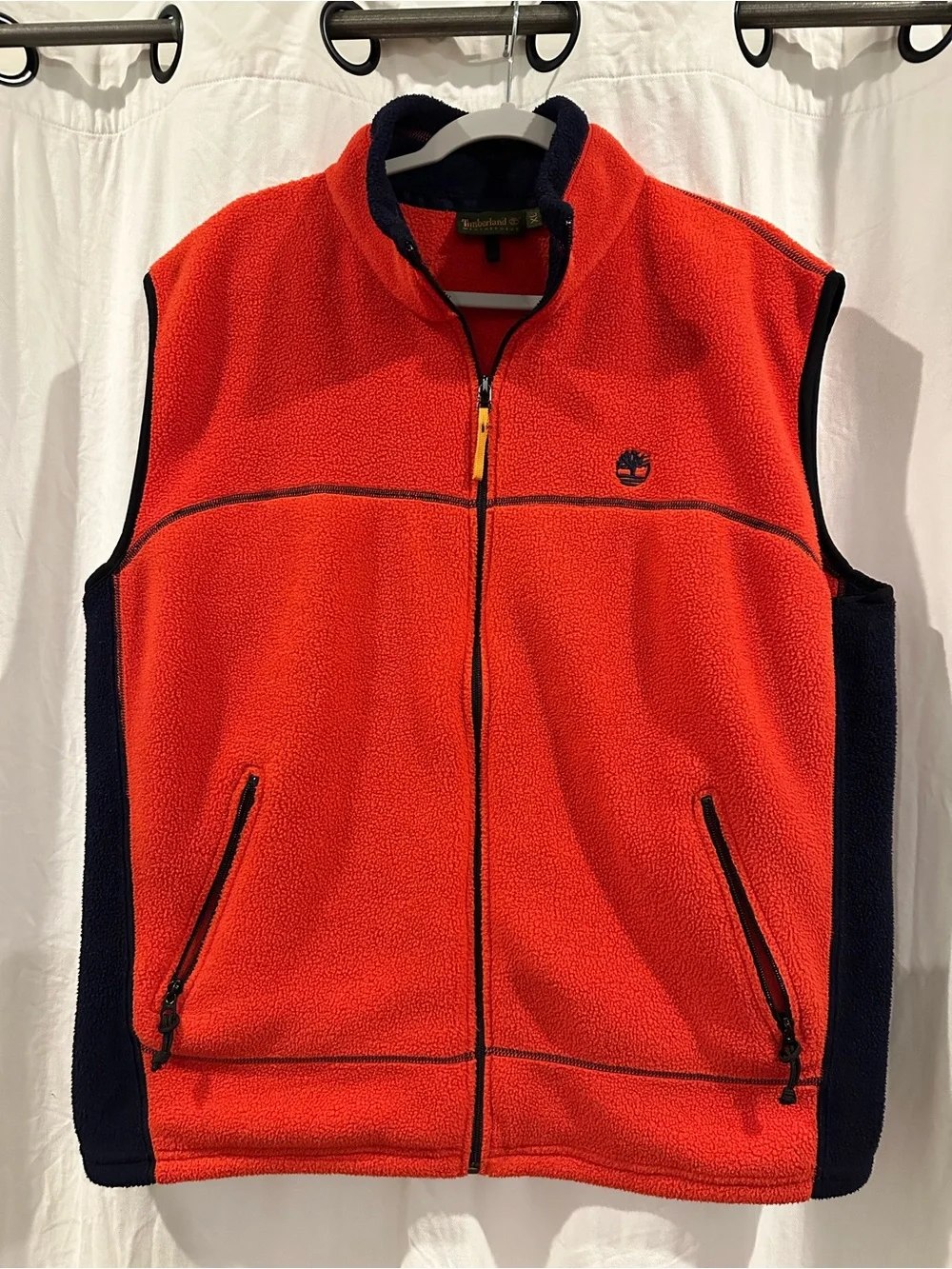 Timberland Red Fleece Vest with Navy Panels